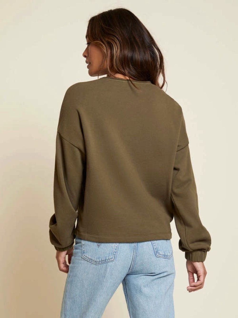 NATION LTD Callan Snap Sweatshirt Lagoon Green S - Picture 3 of 15